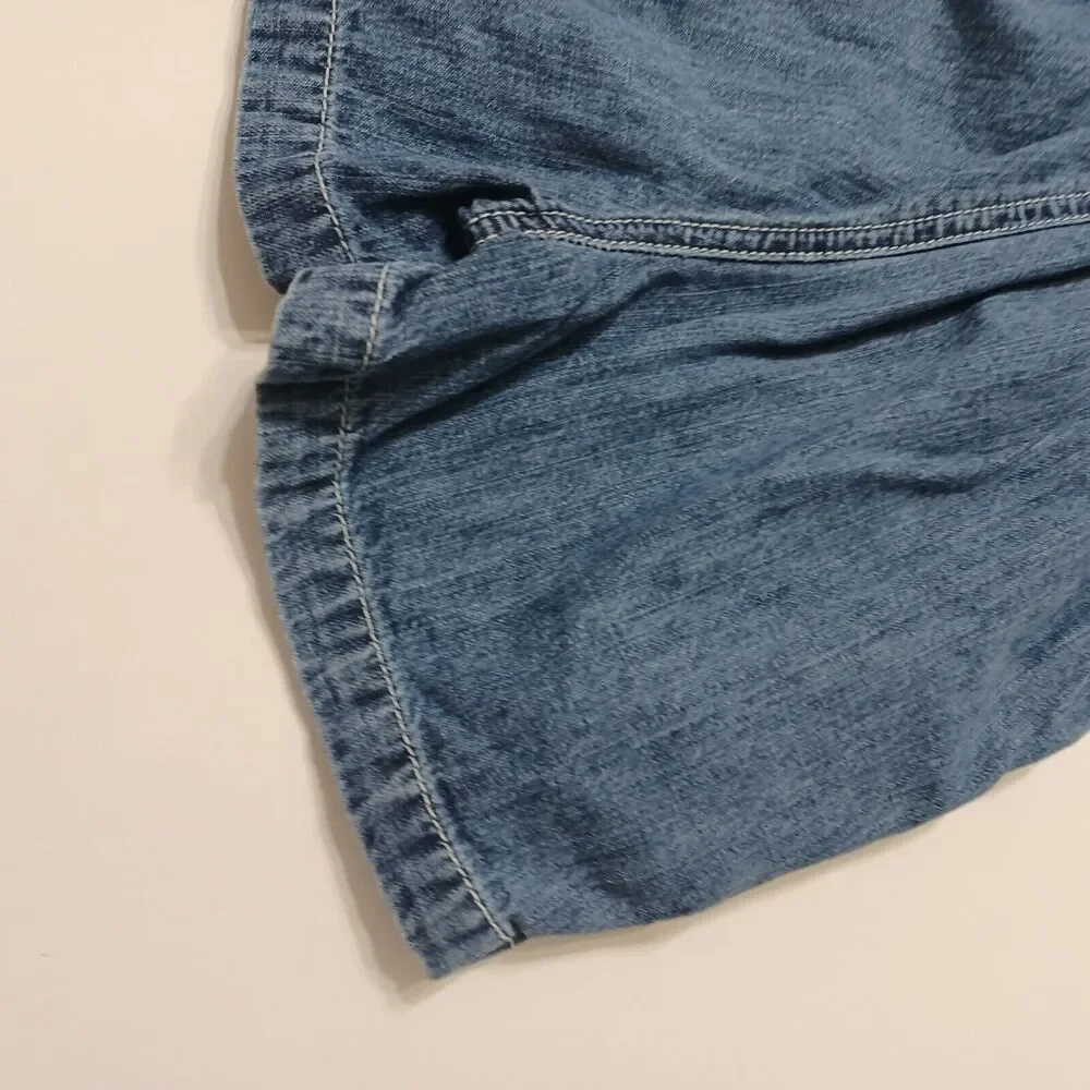 OshKosh Girls 6 Blue Jean‎ Skort Ancor Pocket Elastic Waist Pull On 100% Cotton